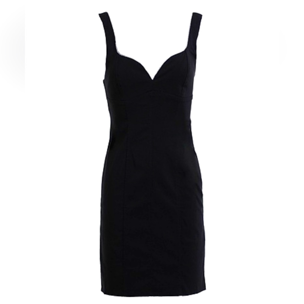 Topshop Black Bengaline Dress Sweetheart Neckline Rhinestone Trim 10 Homecoming